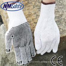 Guantes de algodón NMSAFETY / guantes de punto de palmera de pvc
